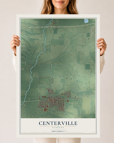 Map of Centerville, Indiana, 24 x 36 inch unframed archival matte print