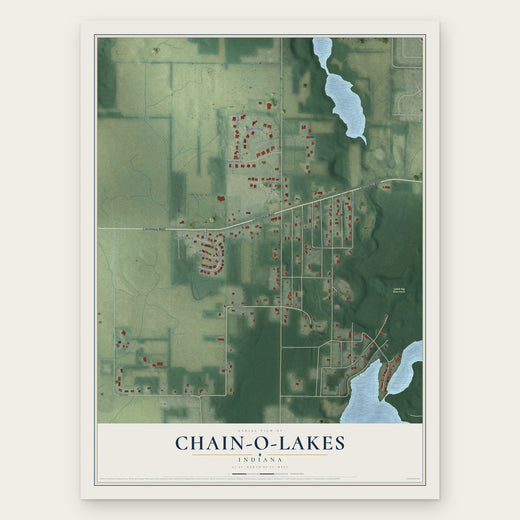 Chain-O-Lakes, Indiana map print, the full design