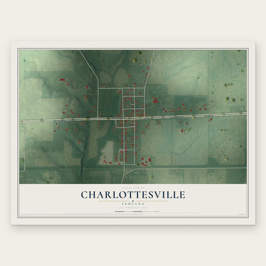Charlottesville, Indiana map print, the full design