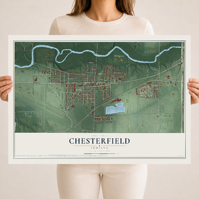 Map of Chesterfield, Indiana, 18 x 24 inch unframed archival matte print