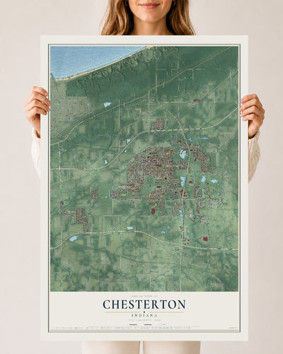 Map of Chesterton, Indiana, 24 x 36 inch unframed archival matte print