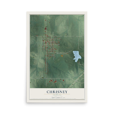 Map of Chrisney, Indiana, 12 x 18 inch unframed archival matte print