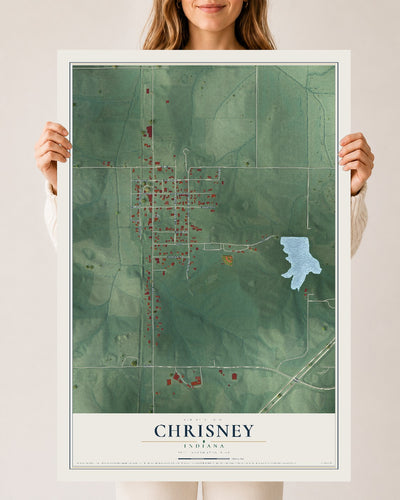 Map of Chrisney, Indiana, 24 x 36 inch unframed archival matte print