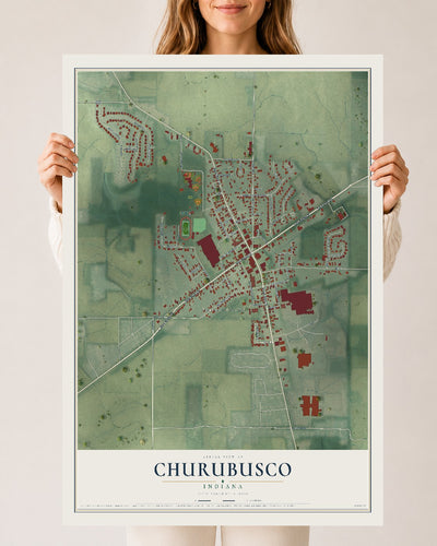 Map of Churubusco, Indiana, 24 x 36 inch unframed archival matte print