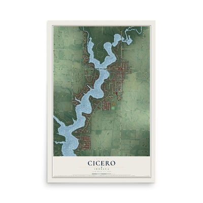 Map of Cicero, Indiana, 12 x 18 inch unframed archival matte print