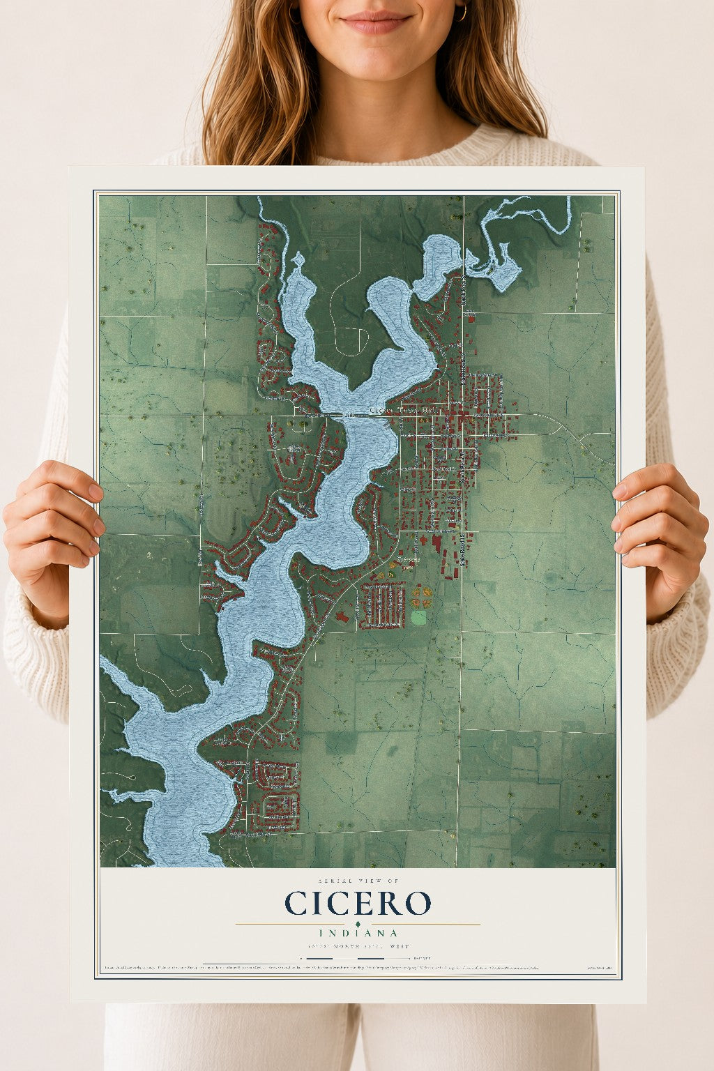 Map of Cicero, Indiana, 18 x 24 inch unframed archival matte print