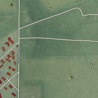 Second close-up of the map of Clarks Hill, Indiana print showing more streets and buildings