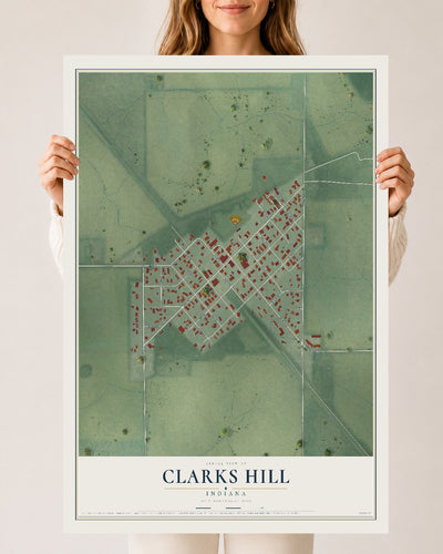 Map of Clarks Hill, Indiana, 24 x 36 inch unframed archival matte print