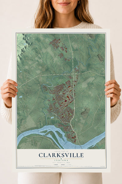 Map of Clarksville, Indiana, 18 x 24 inch unframed archival matte print