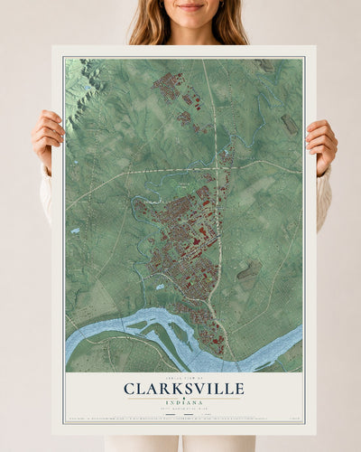 Map of Clarksville, Indiana, 24 x 36 inch unframed archival matte print
