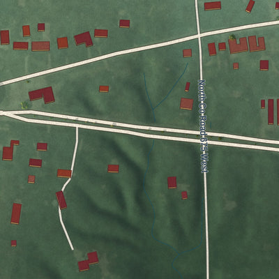 Close-up of the map of Cloverland, Indiana print showing street and building detail