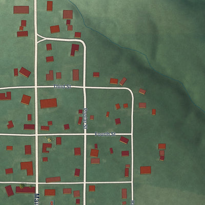 Close-up of the map of Coal City, Indiana print showing street and building detail