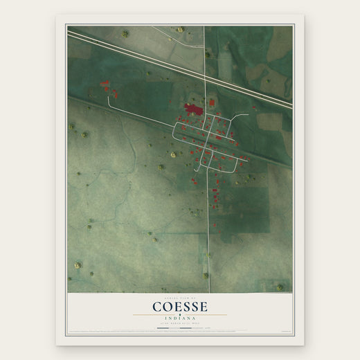 Coesse, Indiana map print, the full design