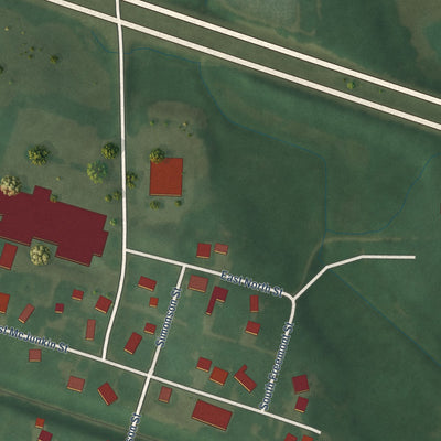 Close-up of the map of Coesse, Indiana print showing street and building detail