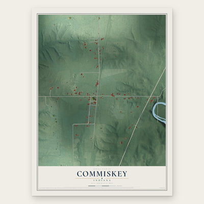 Commiskey, Indiana map print, the full design