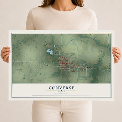 Map of Converse, Indiana, 12 x 18 inch unframed archival matte print