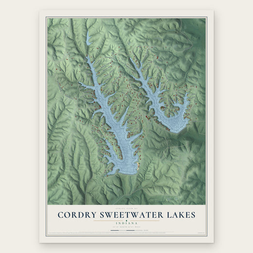 Cordry Sweetwater Lakes, Indiana map print, the full design