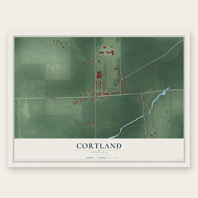 Cortland, Indiana map print, the full design