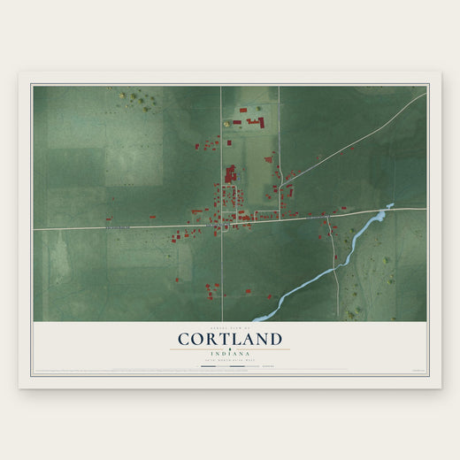 Cortland, Indiana map print, the full design