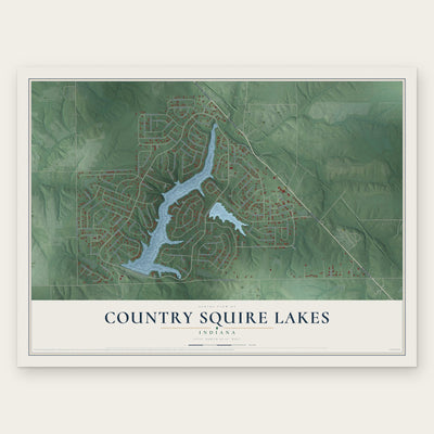 Country Squire Lakes, Indiana map print, the full design