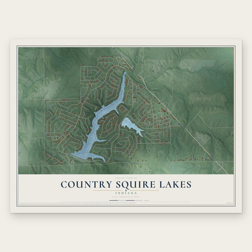 Country Squire Lakes, Indiana map print, the full design