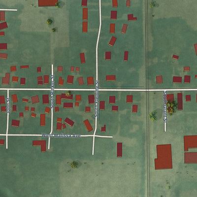 Close-up of the map of Cowan, Indiana print showing street and building detail