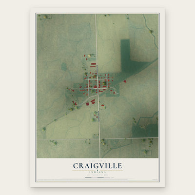 Craigville, Indiana map print, the full design