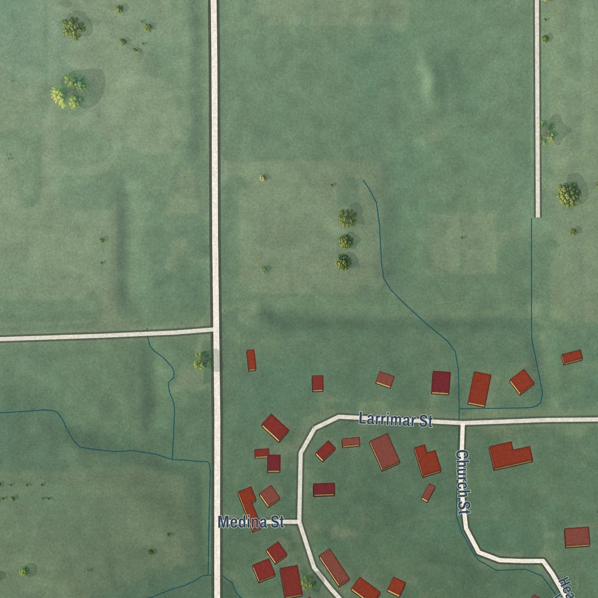 Second close-up of the map of Crane, Indiana print showing more streets and buildings