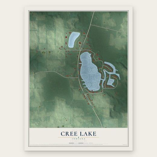 Cree Lake, Indiana map print, the full design
