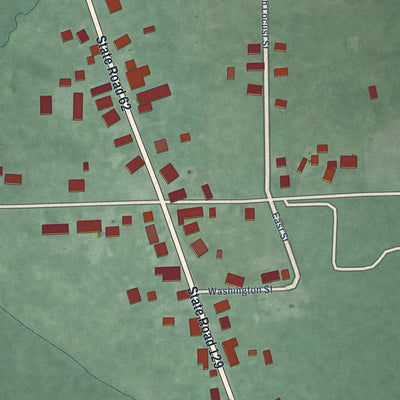 Close-up of the map of Cross Plains, Indiana print showing street and building detail