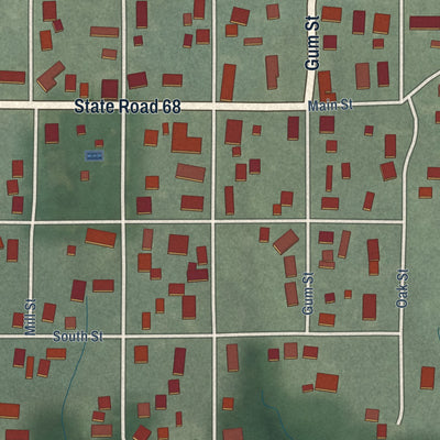 Close-up of the map of Cynthiana, Indiana print showing street and building detail
