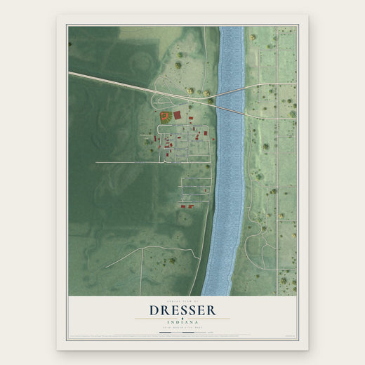 Dresser, Indiana map print, the full design