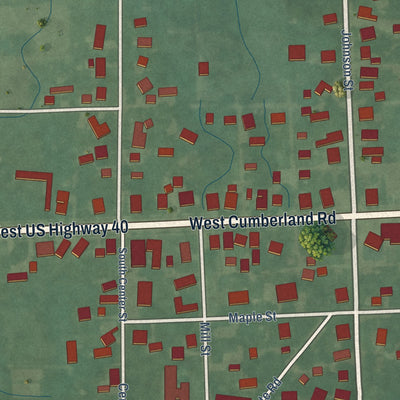 Second close-up of the map of Dublin, Indiana print showing more streets and buildings