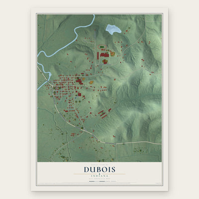 Dubois, Indiana map print, the full design