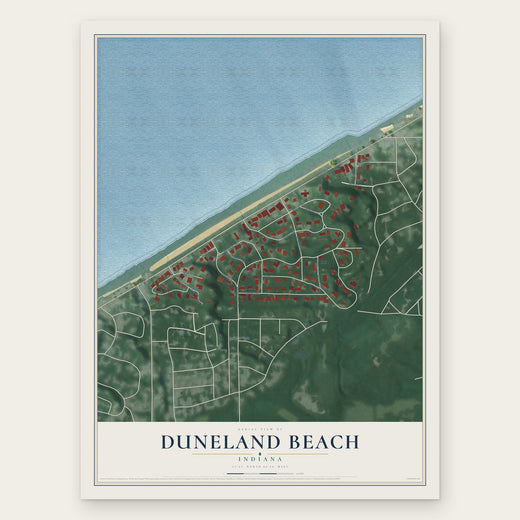 Duneland Beach, Indiana map print, the full design
