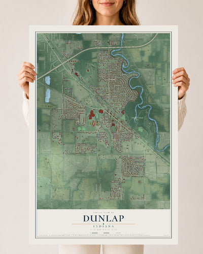 Map of Dunlap, Indiana, 24 x 36 inch unframed archival matte print