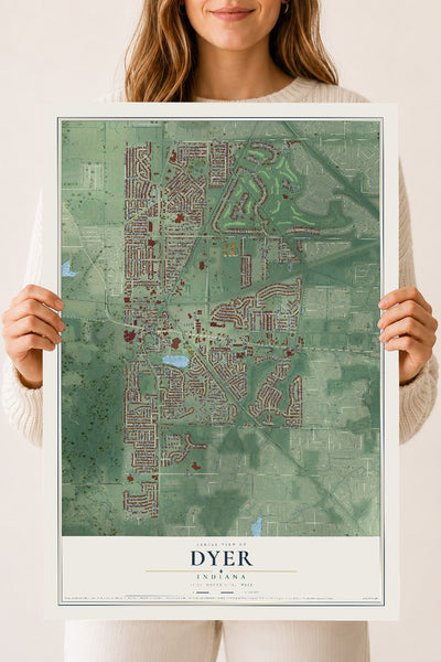Map of Dyer, Indiana, 18 x 24 inch unframed archival matte print