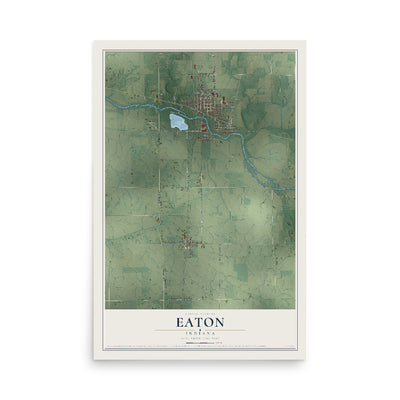 Map of Eaton, Indiana, 12 x 18 inch unframed archival matte print