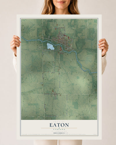 Map of Eaton, Indiana, 24 x 36 inch unframed archival matte print