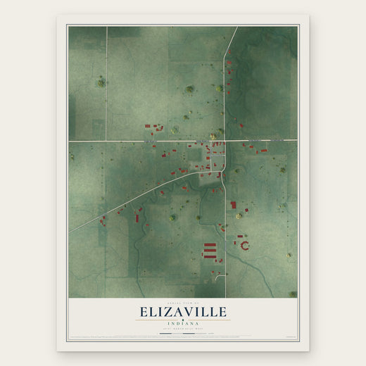 Elizaville, Indiana map print, the full design