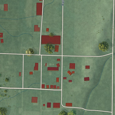 Second close-up of the map of Elnora, Indiana print showing more streets and buildings