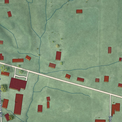 Close-up of the map of Elrod, Indiana print showing street and building detail