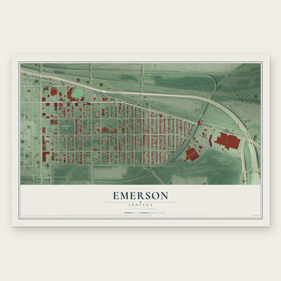 Emerson, Indiana map print, the full design