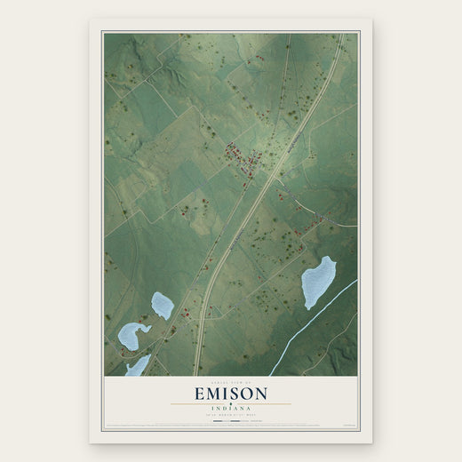 Emison, Indiana map print, the full design