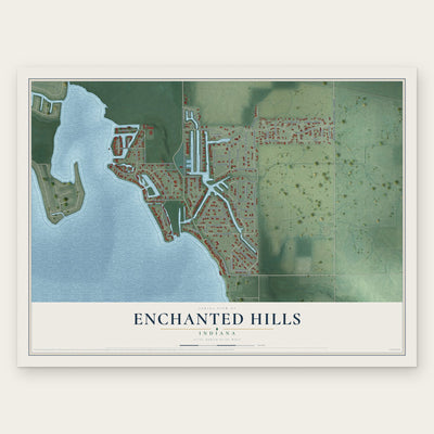 Enchanted Hills, Indiana map print, the full design
