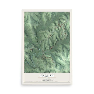 Map of English, Indiana, 12 x 18 inch unframed archival matte print