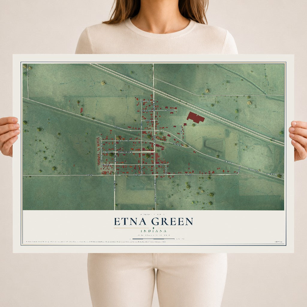 Map of Etna Green, Indiana, 18 x 24 inch unframed archival matte print