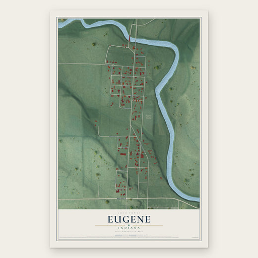 Eugene, Indiana map print, the full design