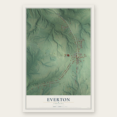 Everton, Indiana map print, the full design