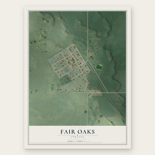 Fair Oaks, Indiana map print, the full design